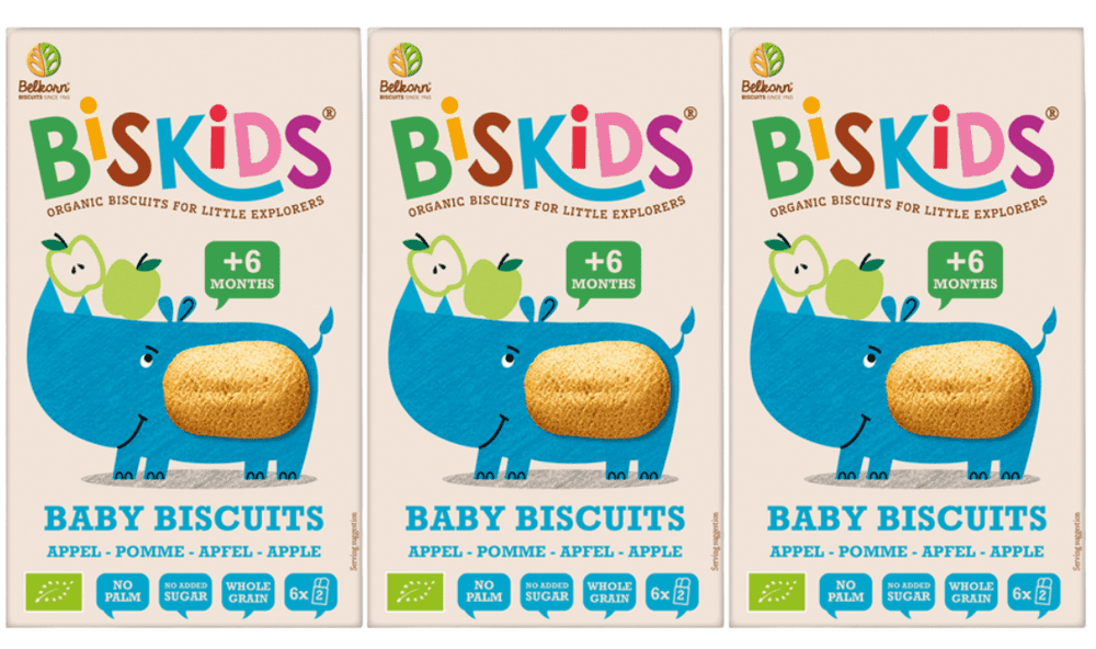 Belkorn 3 x BISkids BIO mäkké detské sušienky s jablčnou šťavou bez pridaného cukru 6M+ 120 g